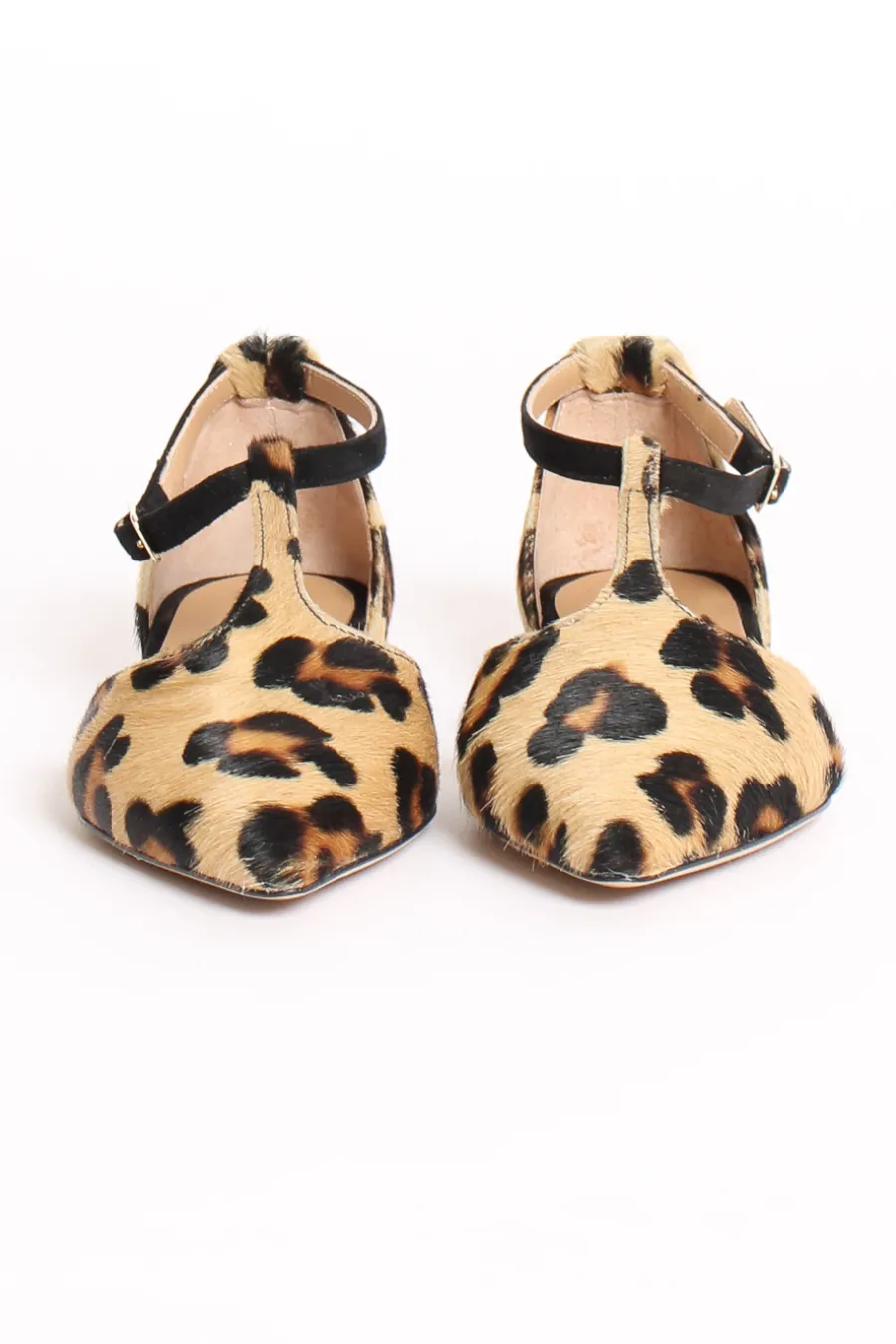 Divine Follie Ballerina con T-bar animalier beige/nero- Scarpe
