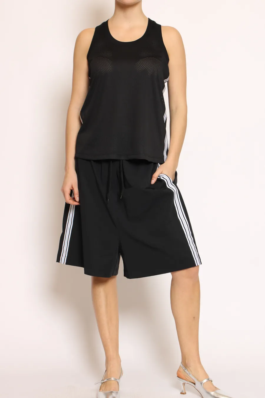 Vicolo Bermuda banda laterale bianco/nero- Bermuda E Shorts