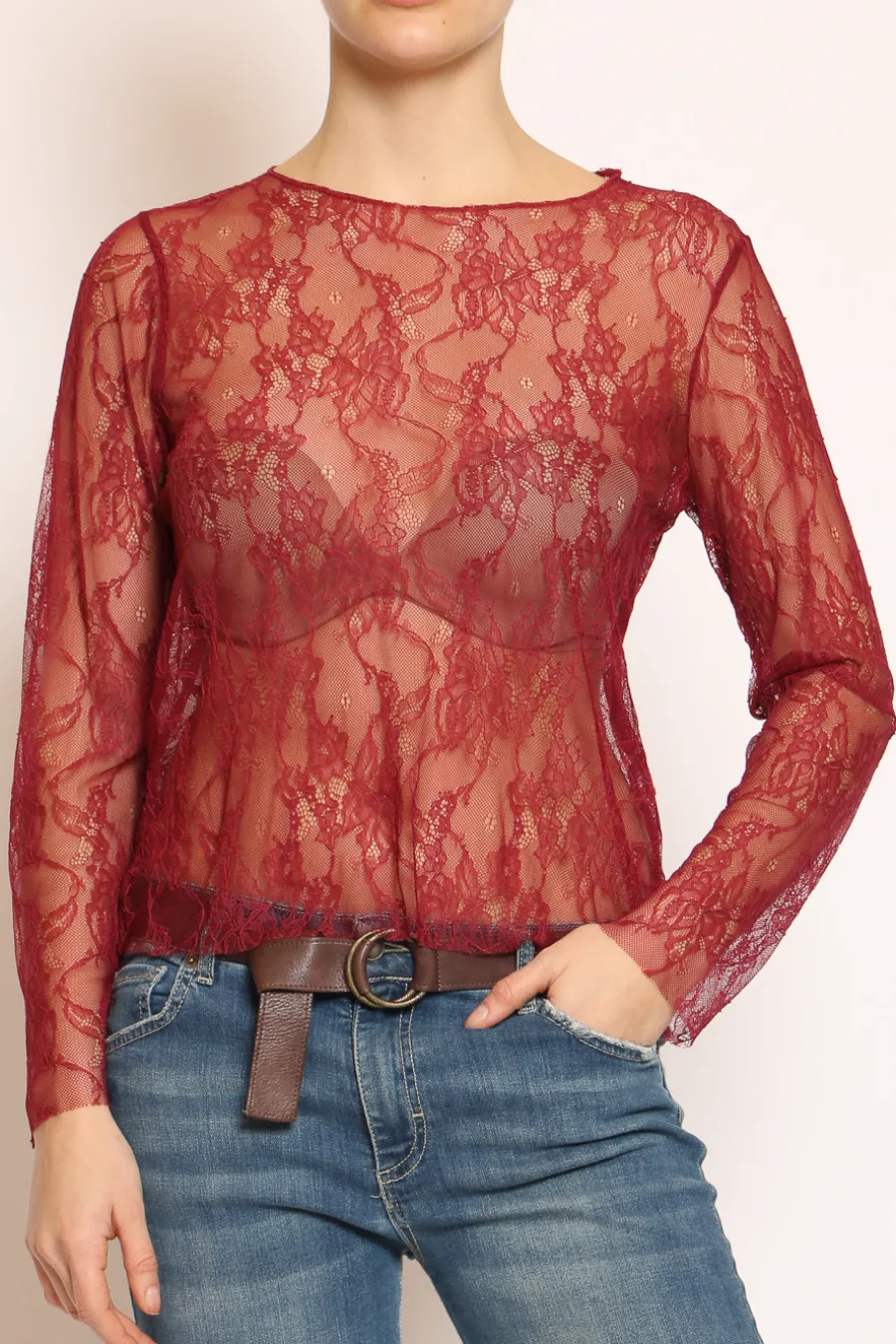 Zeroassoluto Blusa in pizzo elasticizzato- Maglie | T-Shirts E Top