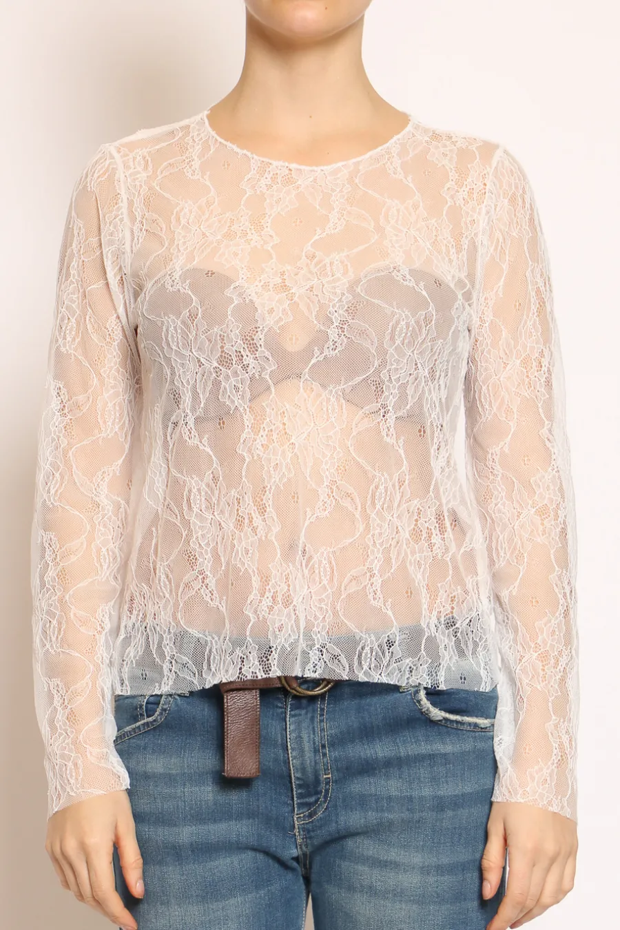 Zeroassoluto Blusa in pizzo elasticizzato- T-Shirts E Top | Maglie