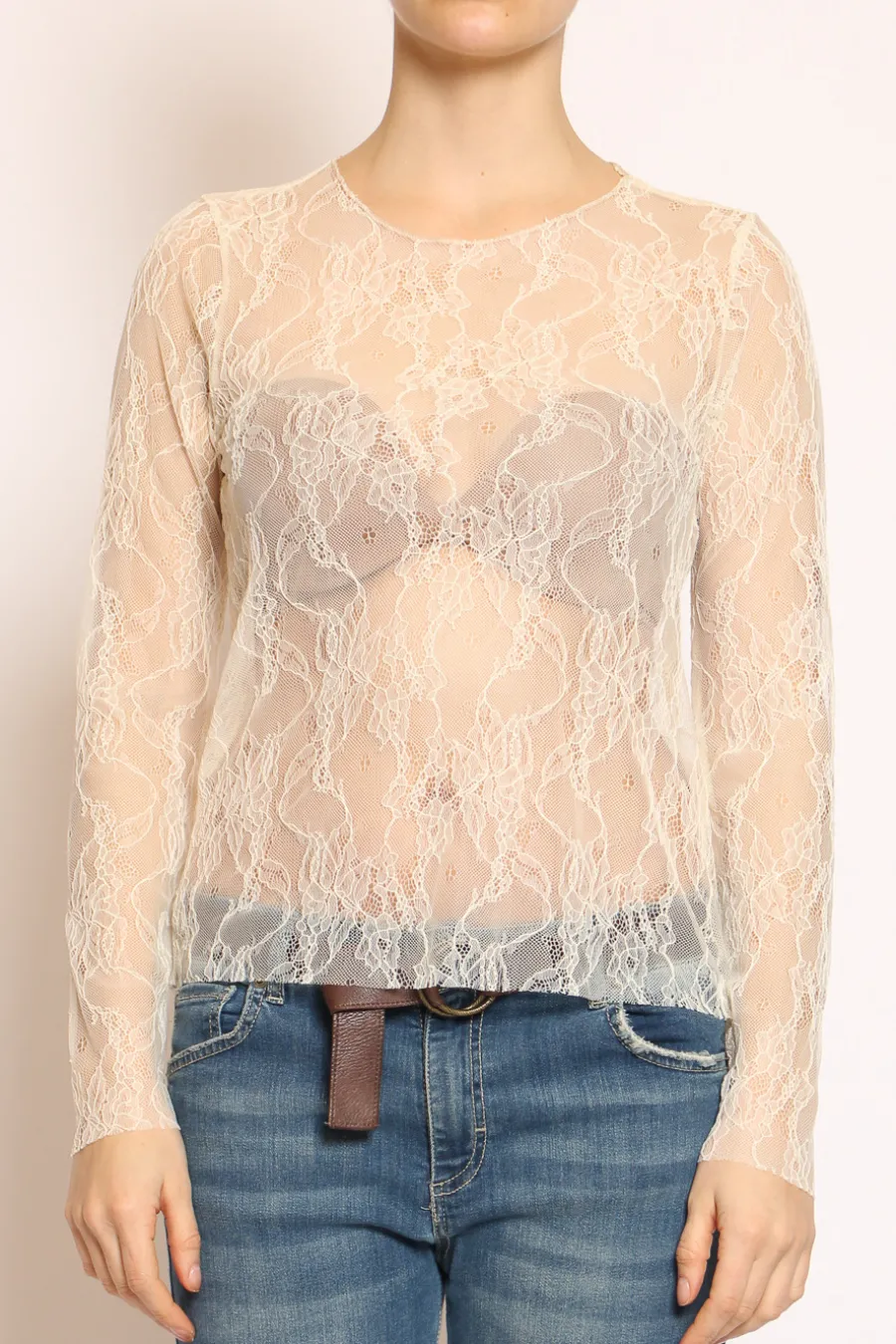 Zeroassoluto Blusa in pizzo elasticizzato- T-Shirts E Top | Maglie