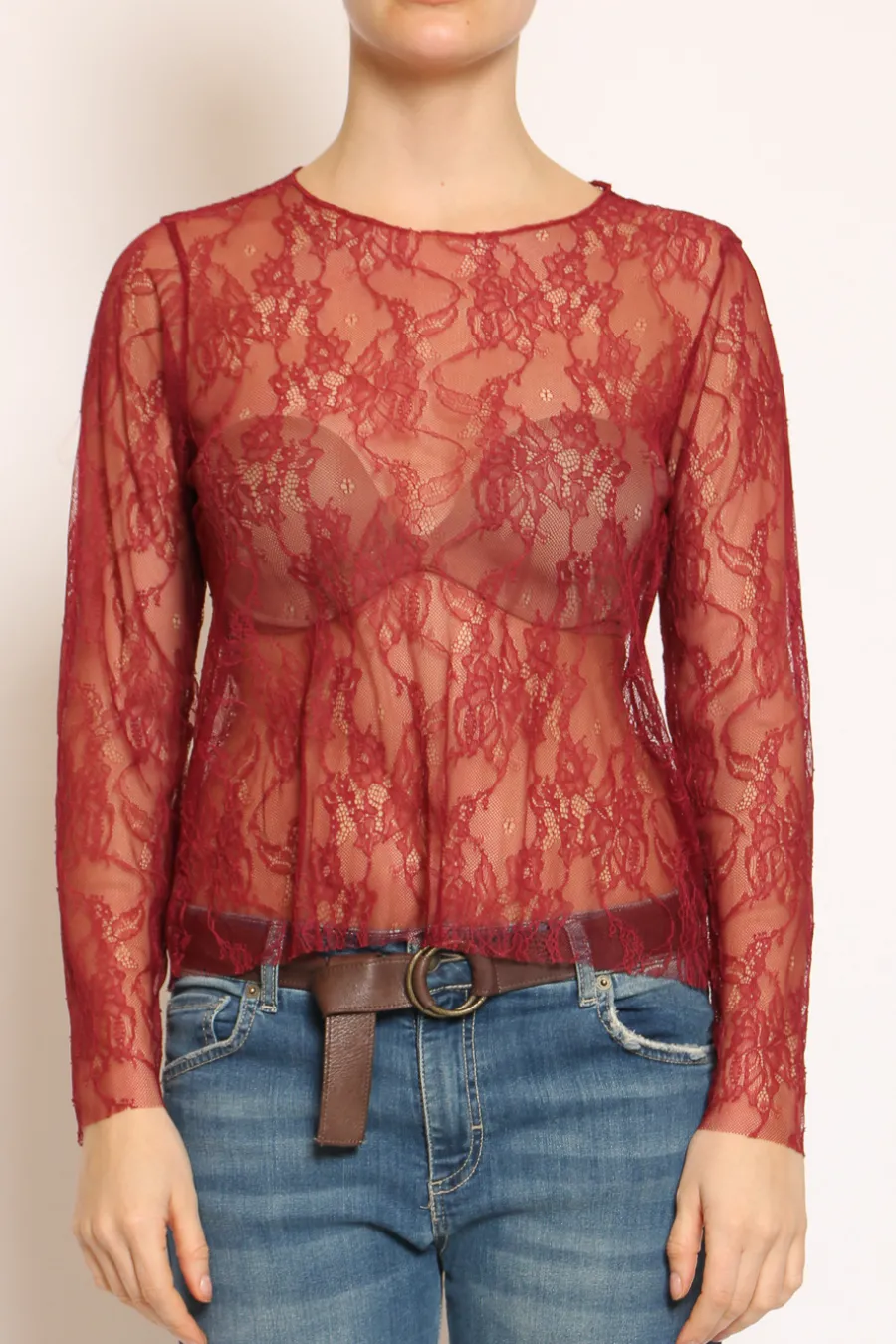 Zeroassoluto Blusa in pizzo elasticizzato- Maglie | T-Shirts E Top