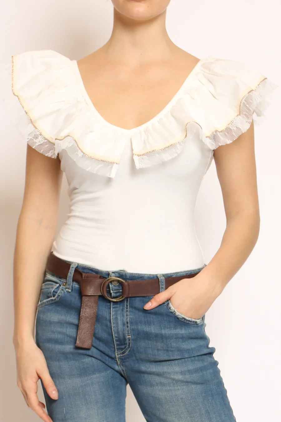 Have one Body voulant bianco/bianco- T-Shirts E Top