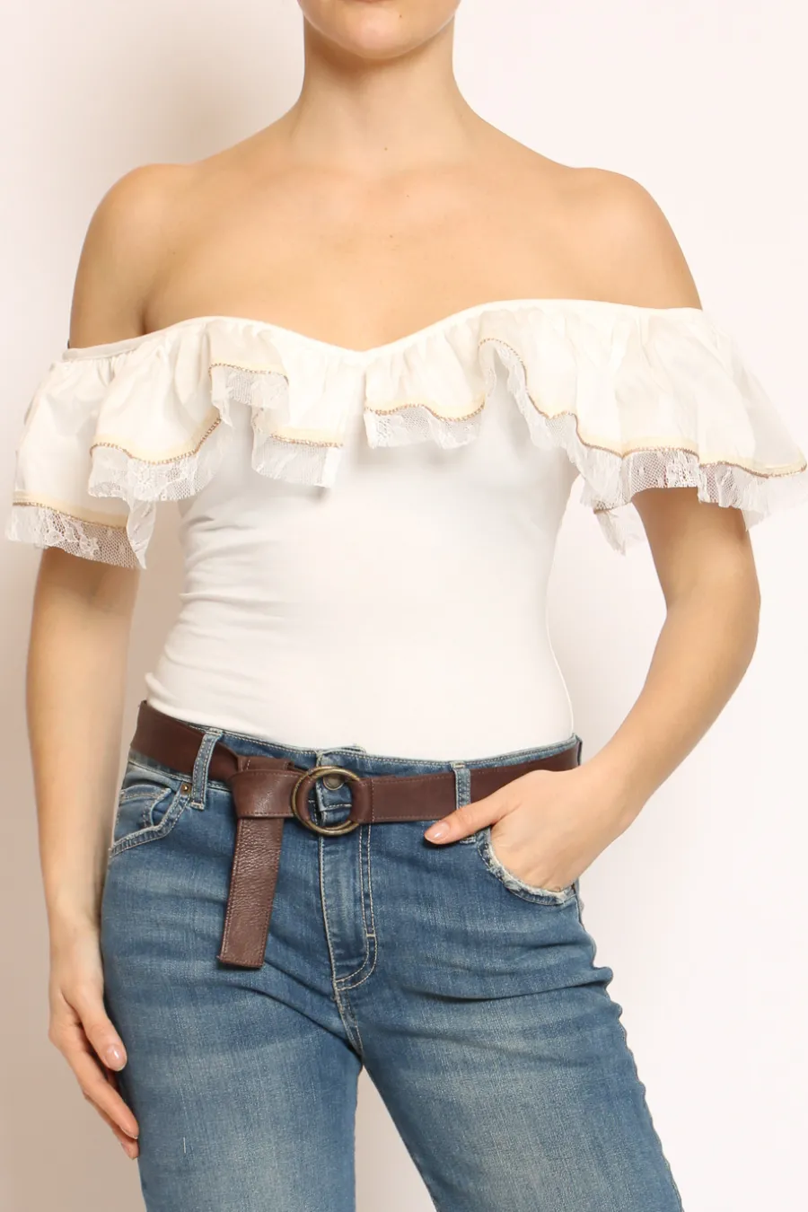 Have one Body voulant bianco/bianco- T-Shirts E Top