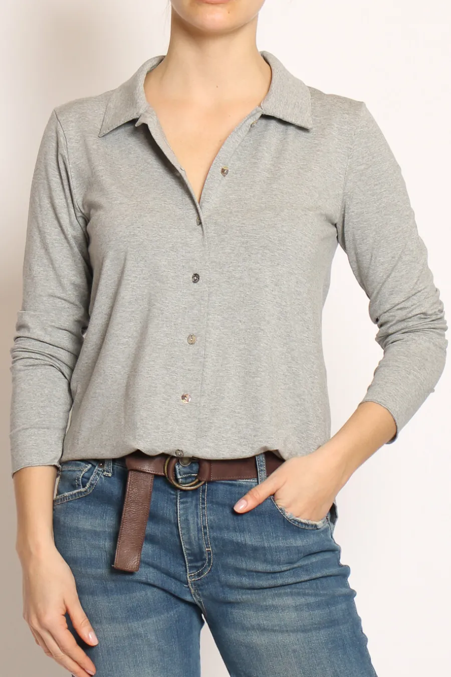 Zeroassoluto Camicia CARLY in jersey grigio melange- Camicie E Bluse