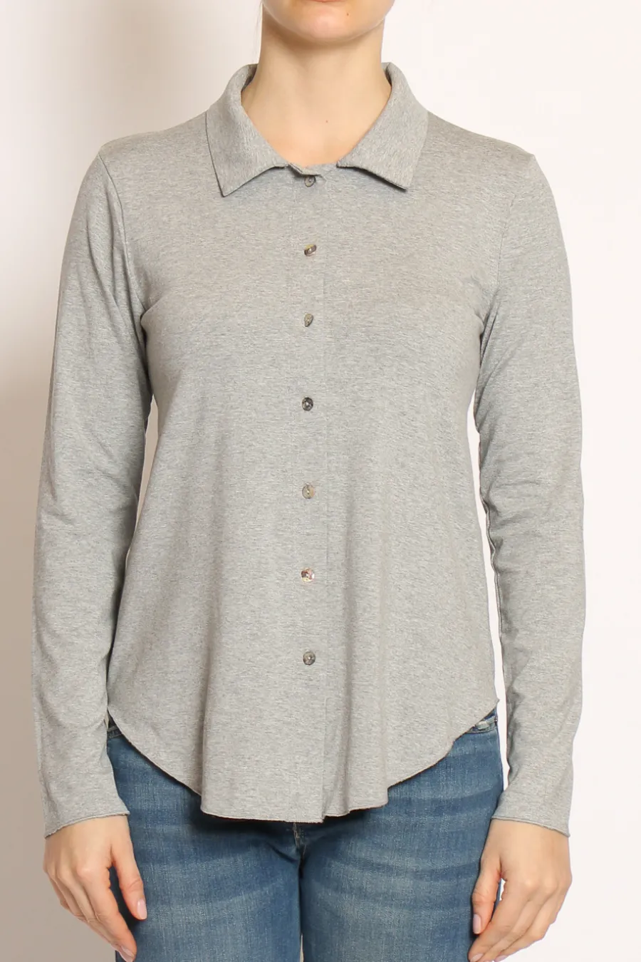 Zeroassoluto Camicia CARLY in jersey grigio melange- Camicie E Bluse