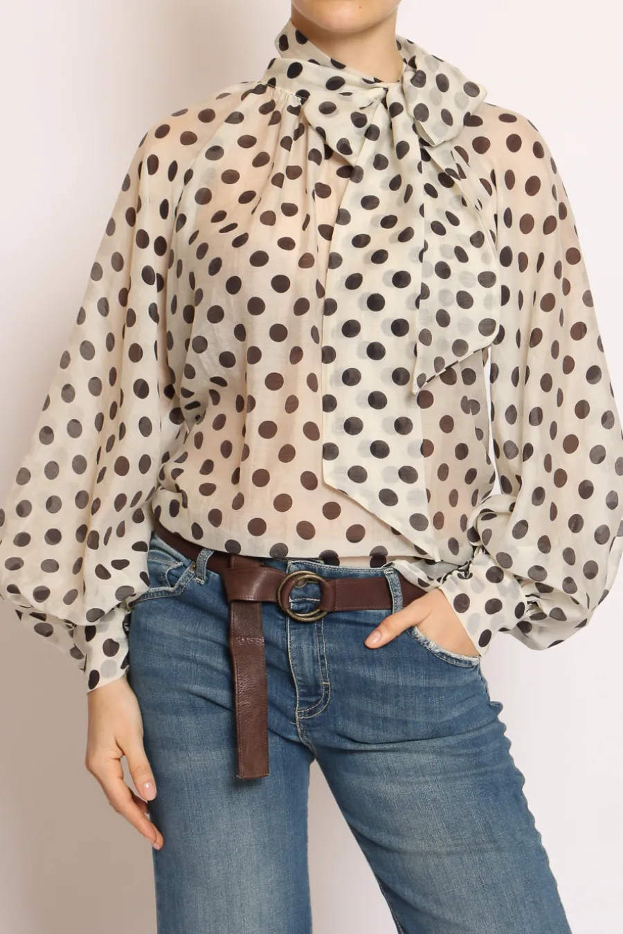 Vicolo Camicia colletto fiocco pois bianco/nero- Camicie E Bluse