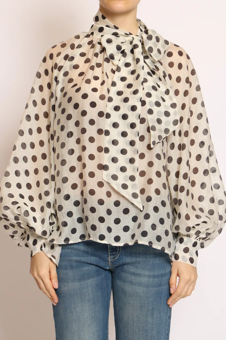 Vicolo Camicia colletto fiocco pois bianco/nero- Camicie E Bluse