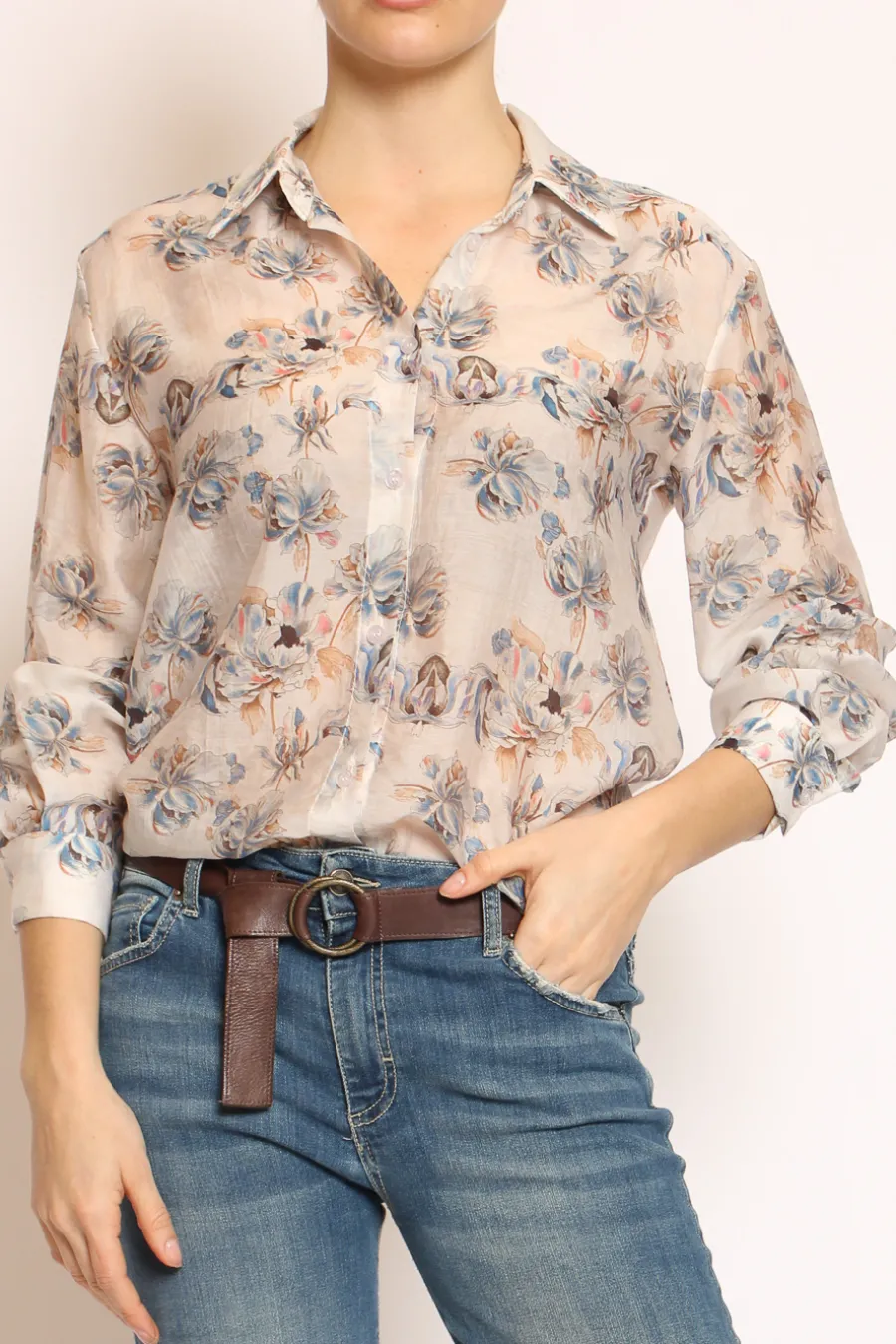 Zeroassoluto Camicia MIA fantasia in mussola LYOCELL FIBRA NATURALE floreale burro/azzurro/rosa- Camicie E Bluse