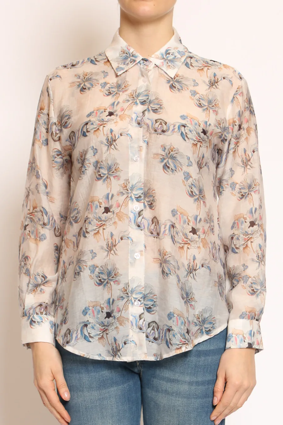 Zeroassoluto Camicia MIA fantasia in mussola LYOCELL FIBRA NATURALE floreale burro/azzurro/rosa- Camicie E Bluse