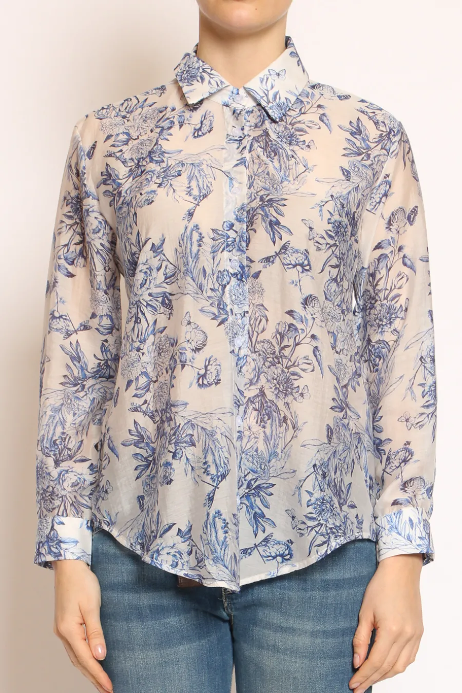 Zeroassoluto Camicia MIA fantasia in mussola LYOCELL FIBRA NATURALE floreale latte/royal- Camicie E Bluse