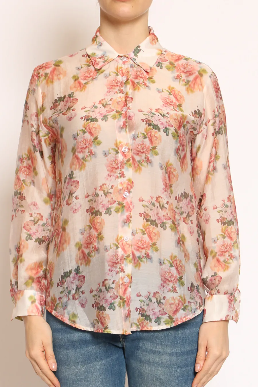 Zeroassoluto Camicia MIA fantasia in mussola LYOCELL FIBRA NATURALE floreale nude/rosa/verde- Camicie E Bluse