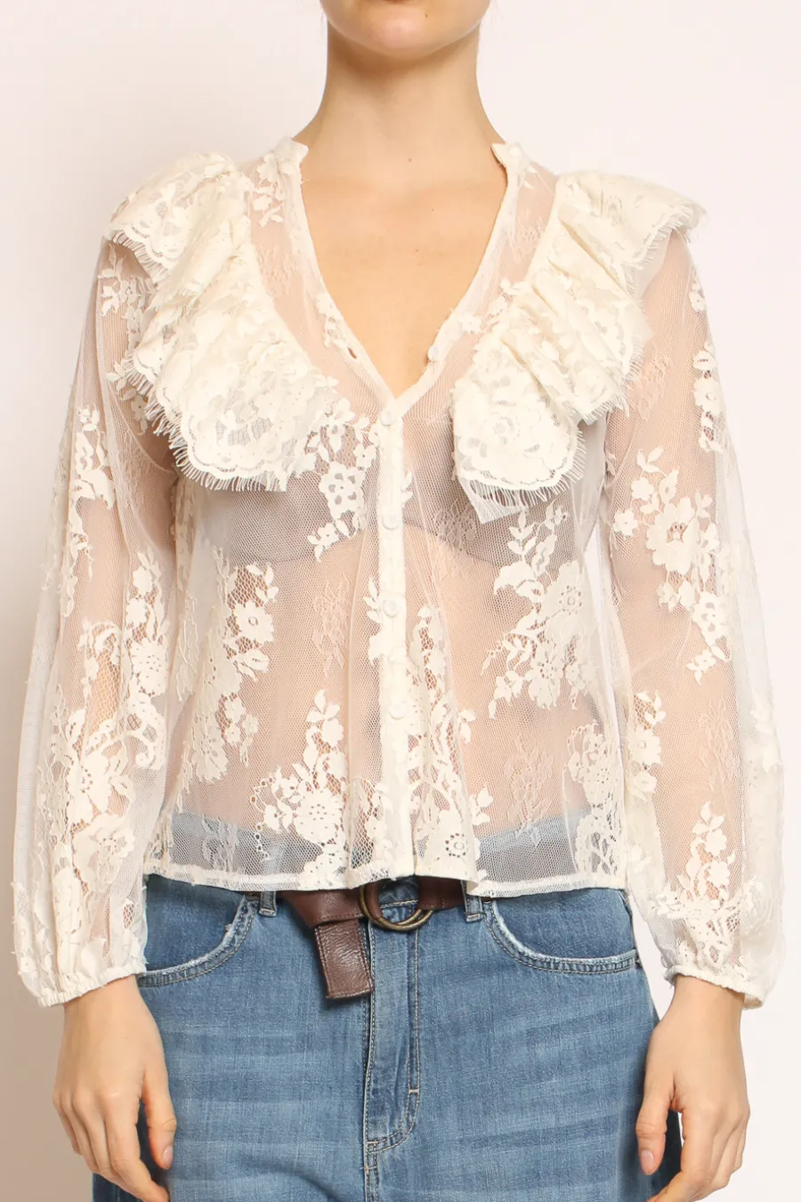 Tensione In Camicia pizzo burro- Camicie E Bluse
