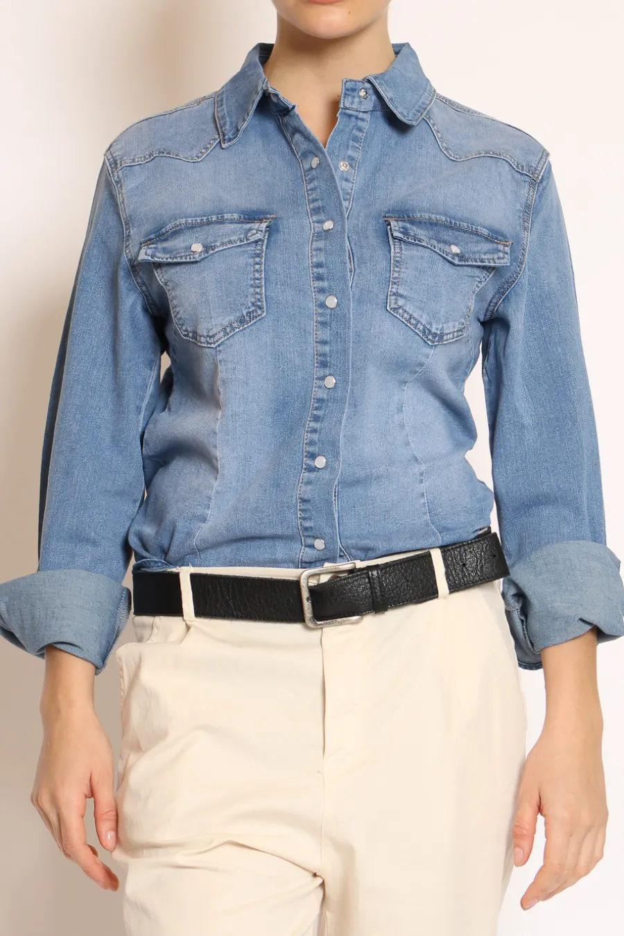 Zeroassoluto Camicia slim fit tela denim elasticizzata denim chiaro- Camicie E Bluse