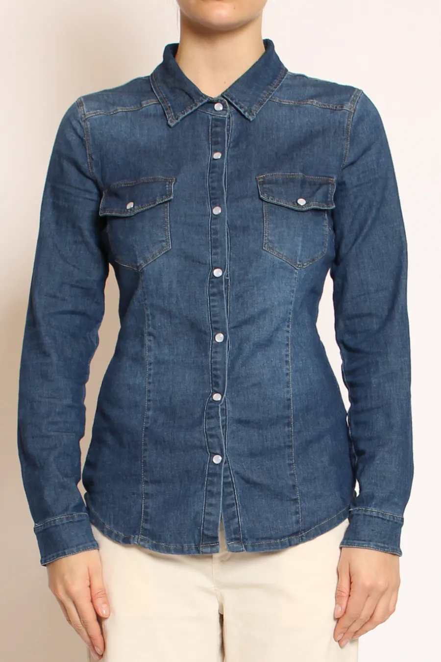 Zeroassoluto Camicia slim fit tela denim light stretch denim- Camicie E Bluse