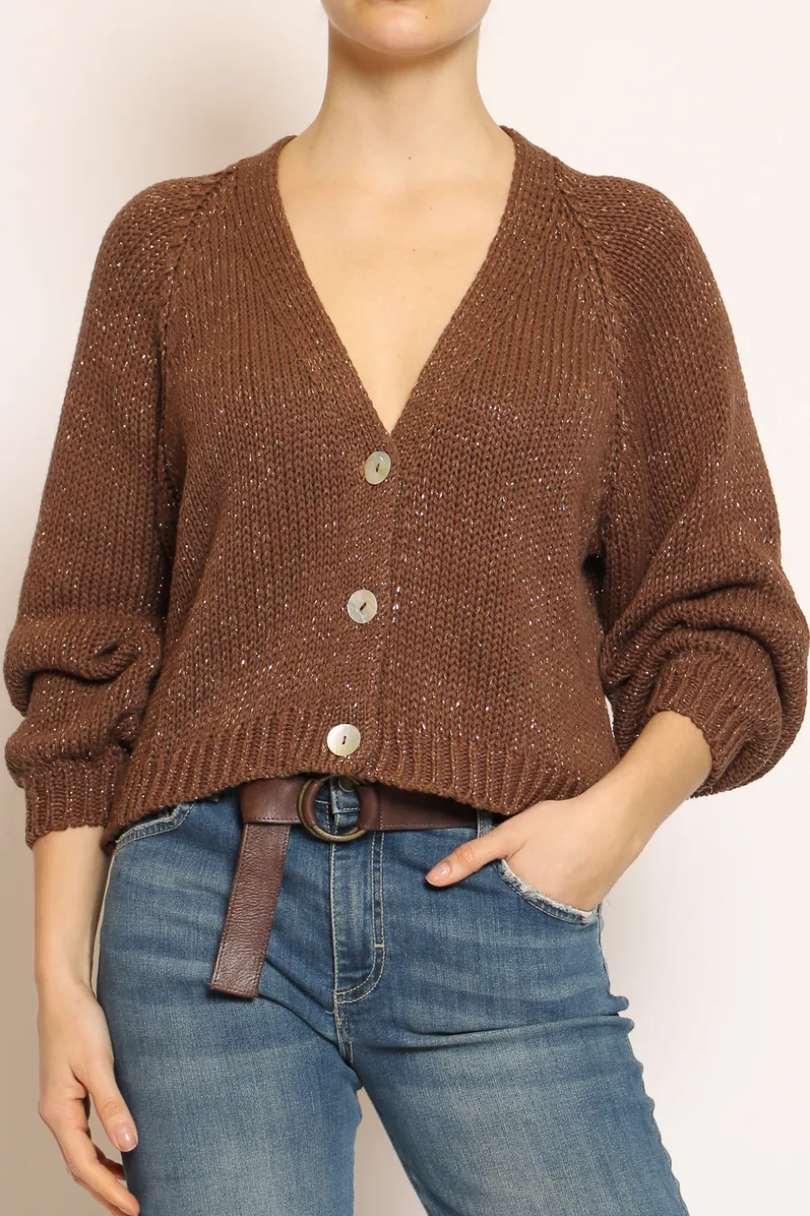 Have one Cardigan filo lurex moro/oro- Cardigan E Gilet