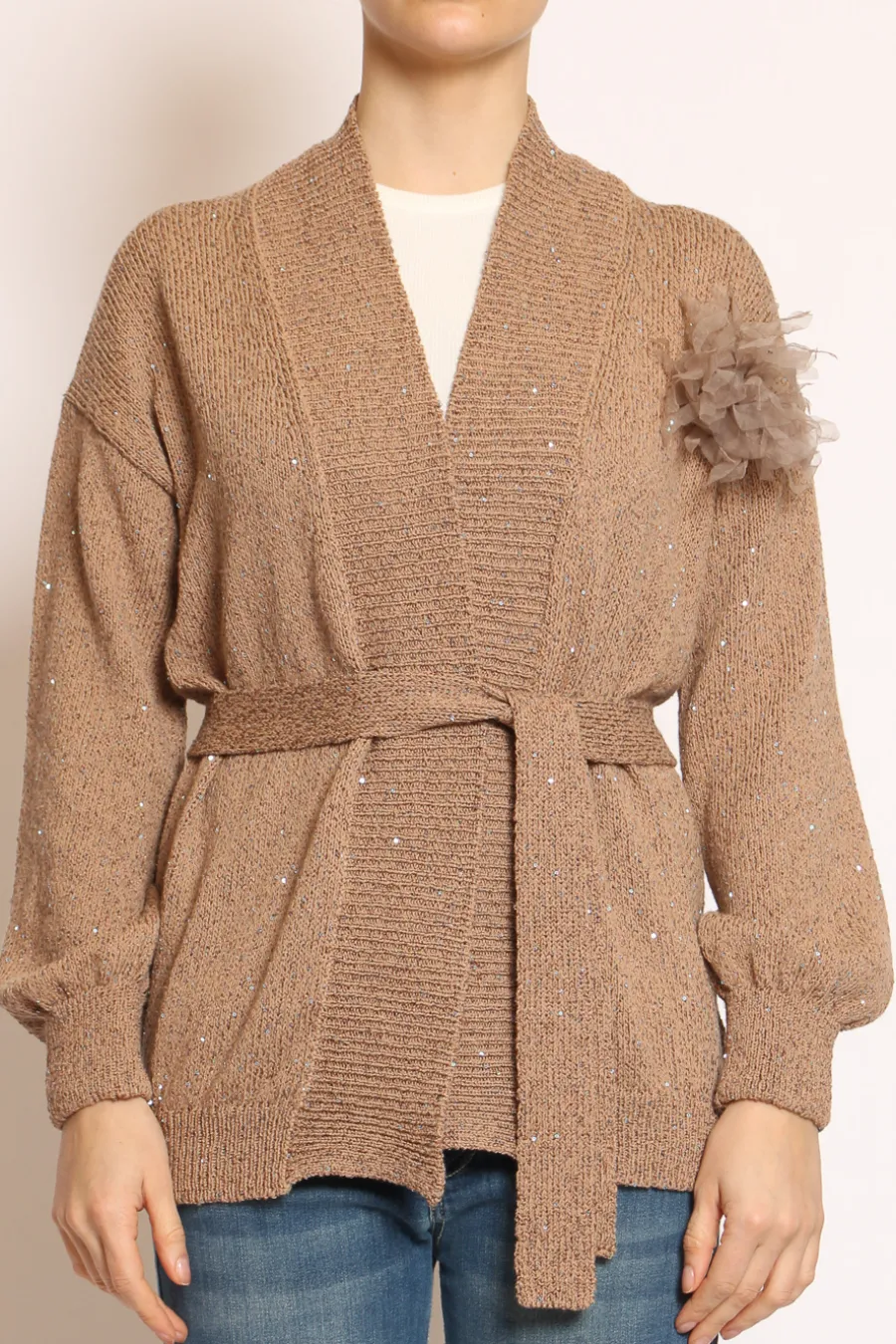 Kontatto Cardigan micropaillettes con spilla- Cardigan E Gilet