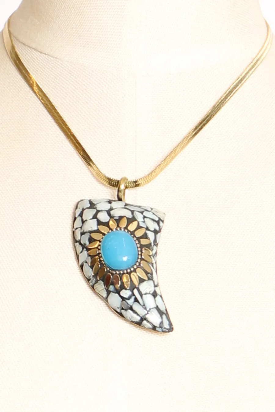 Zeroassoluto Collana chocker corno mosaico perla/turchese- Collane