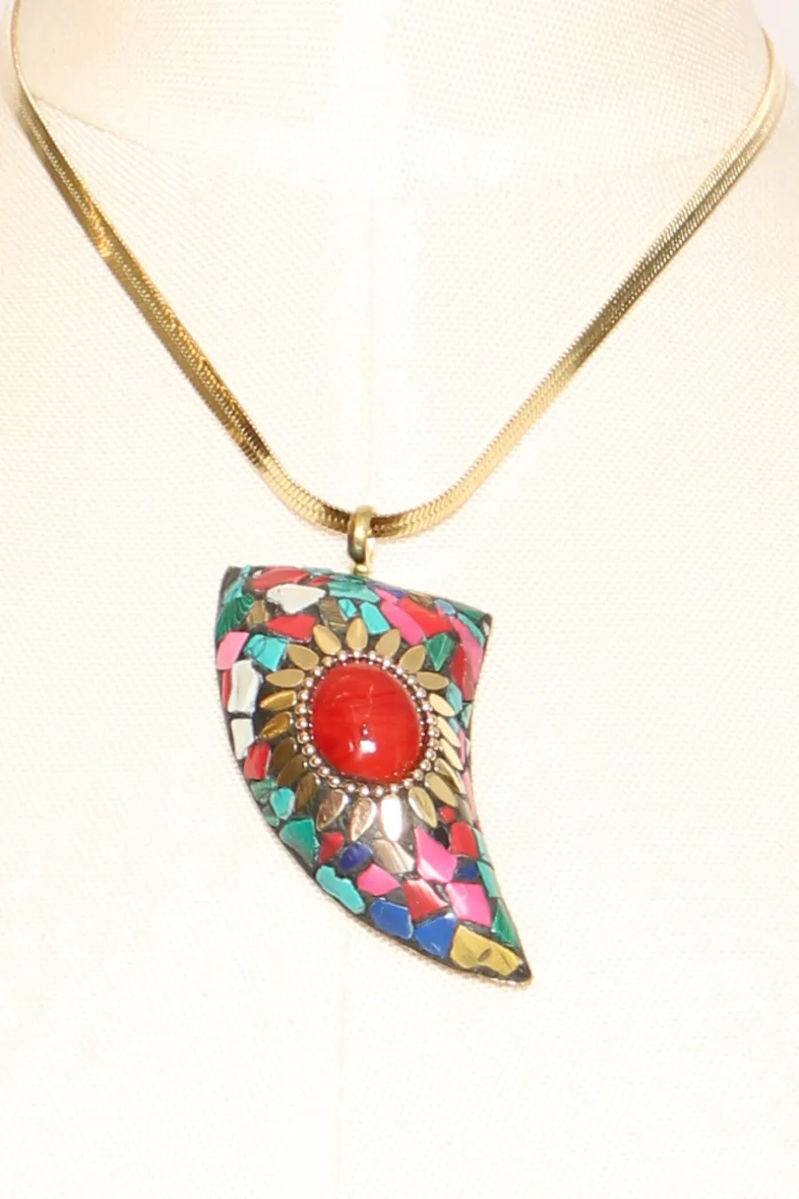 Zeroassoluto Collana chocker corno mosaico multicolor/rosso- Collane