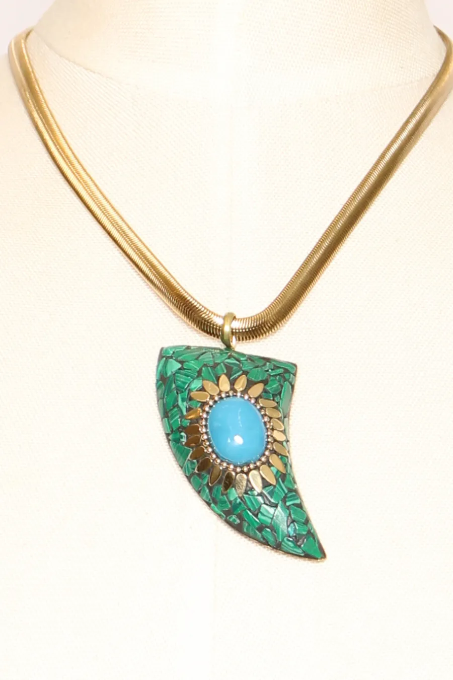 Zeroassoluto Collana chocker corno mosaico verde/turchese- Collane