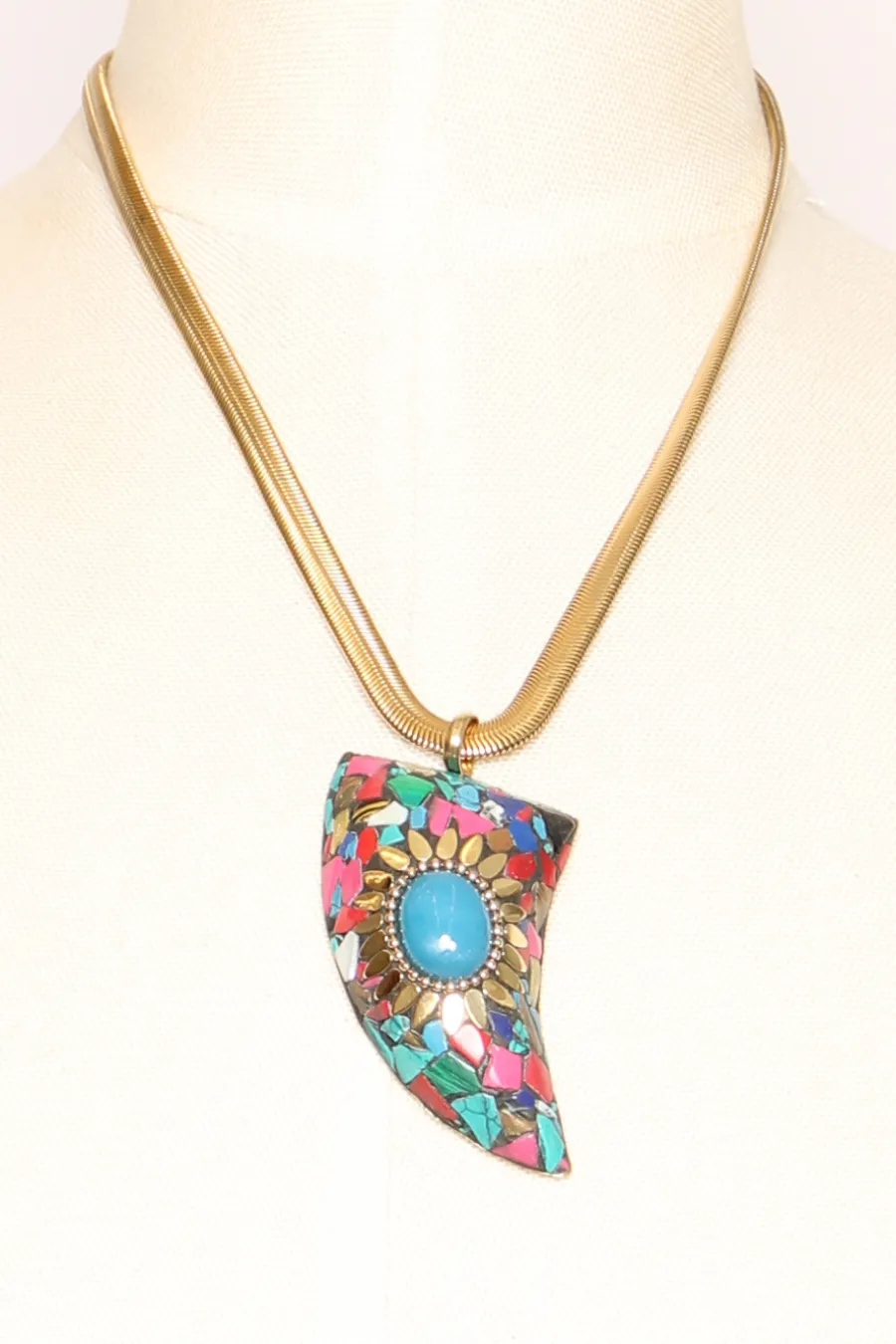 Zeroassoluto Collana chocker corno mosaico multicolor/turchese- Collane