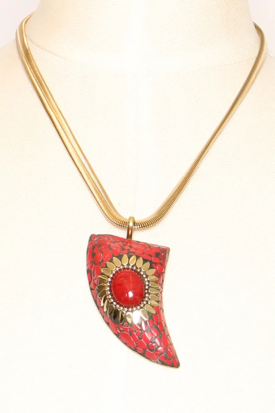 Zeroassoluto Collana chocker corno mosaico rosso/rosso- Collane
