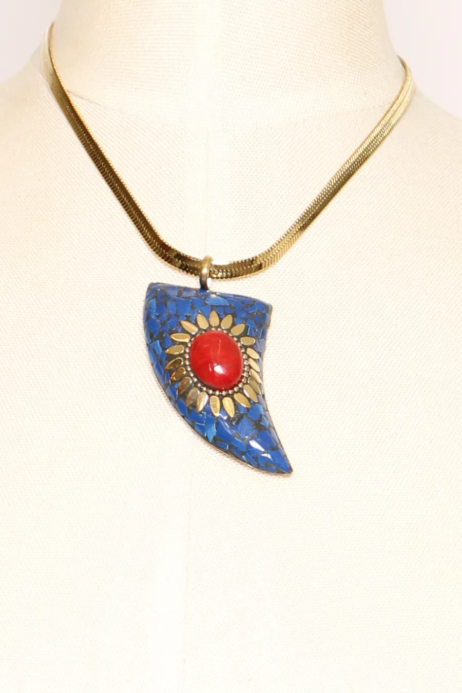 Zeroassoluto Collana chocker corno mosaico blu/rosso- Collane