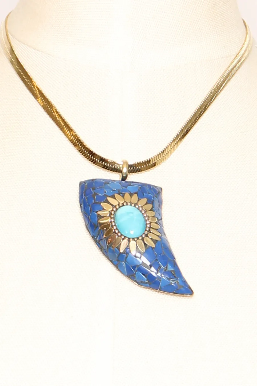 Zeroassoluto Collana chocker corno mosaico blu/turchese- Collane