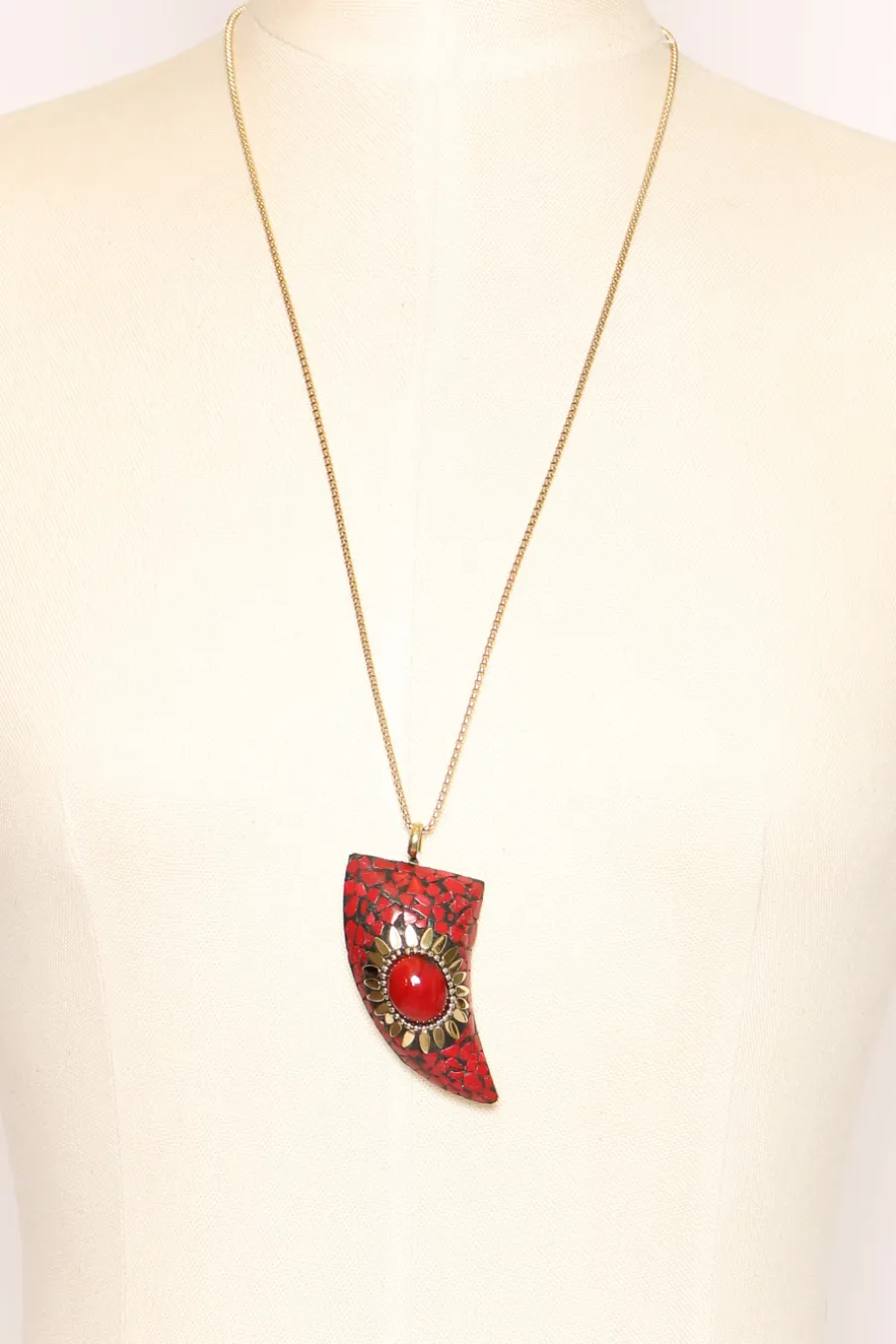 Zeroassoluto Collana corno con mosaico - rosso/rosso- Collane