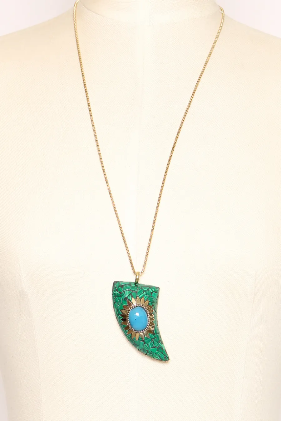 Zeroassoluto Collana corno con mosaico verde/turchese- Collane