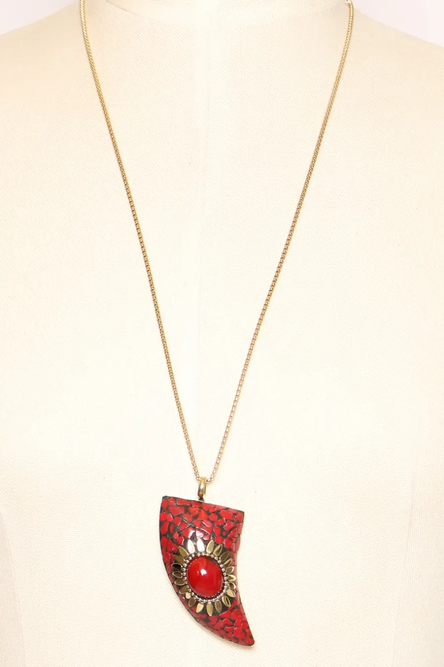 Zeroassoluto Collana corno con mosaico - rosso/rosso- Collane