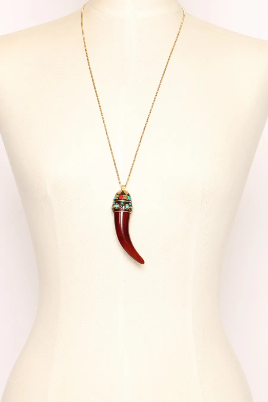 Zeroassoluto Collana corno con pietre cuoio- Collane