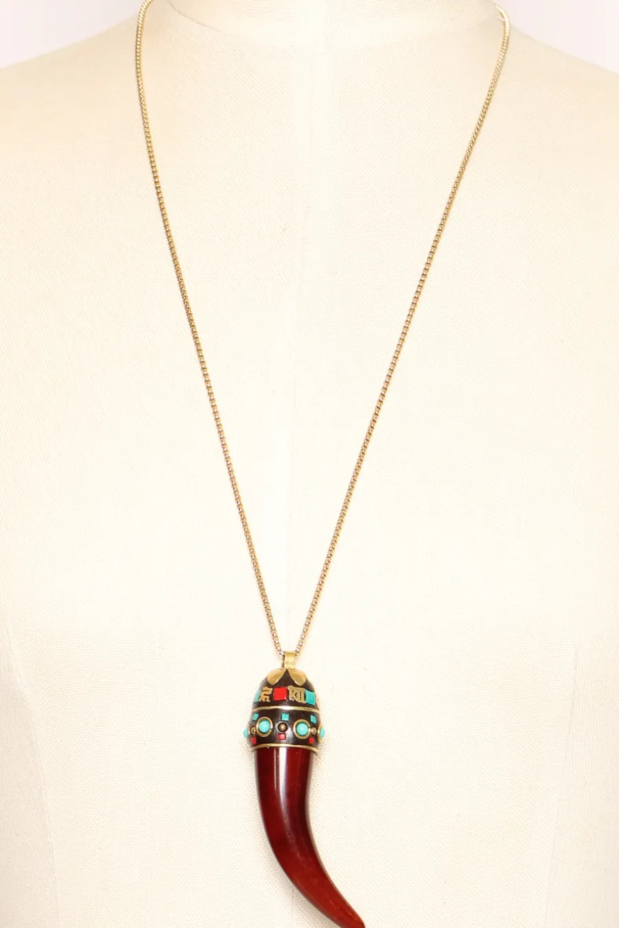 Zeroassoluto Collana corno con pietre cuoio- Collane