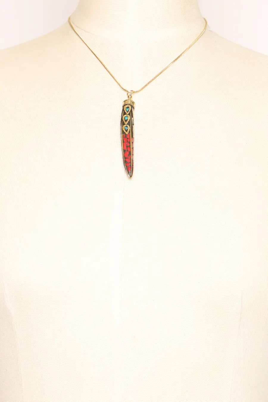 Zeroassoluto Collana corno fino con mosaico nero/oro/rosso- Collane