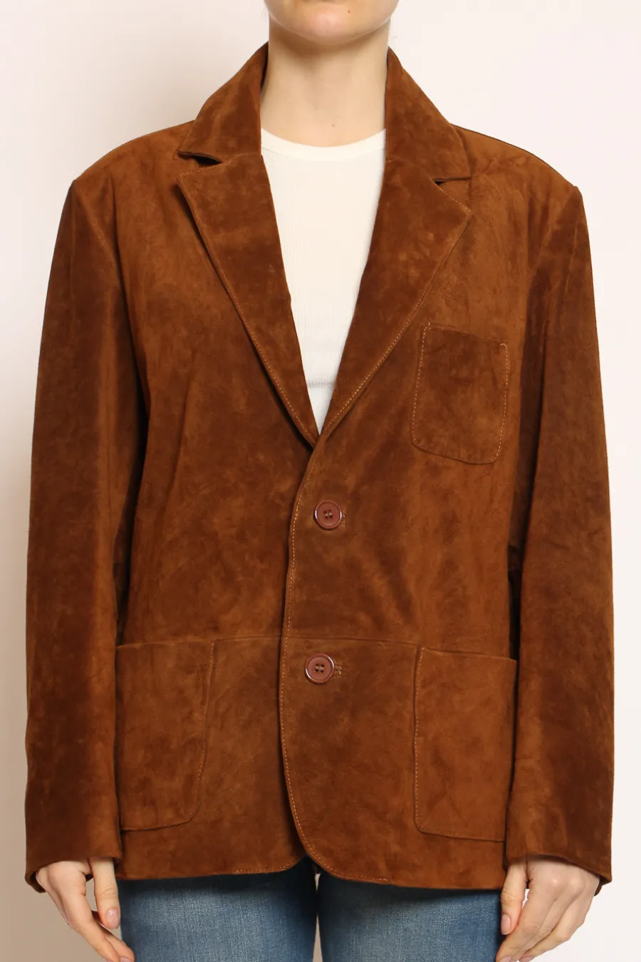 Vicolo Giacca 2 bottoni scamosciata genuine leather cuoio- Giacche