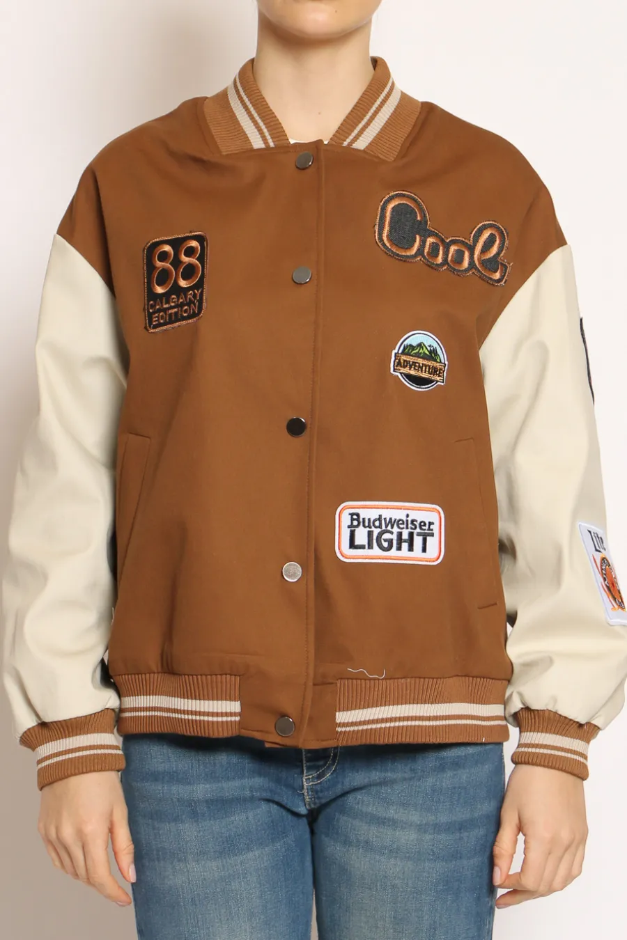 Vicolo Giacca bomber con patch moka/burro- Capospalla