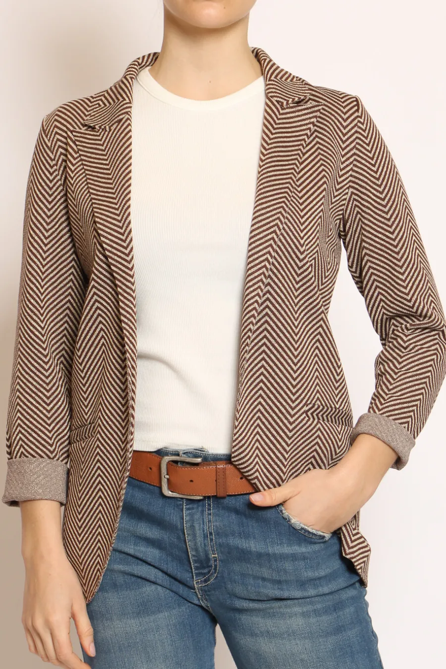 Zeroassoluto Giacca JIN elasticizzata spinata lurex moka/burro/oro- Giacche