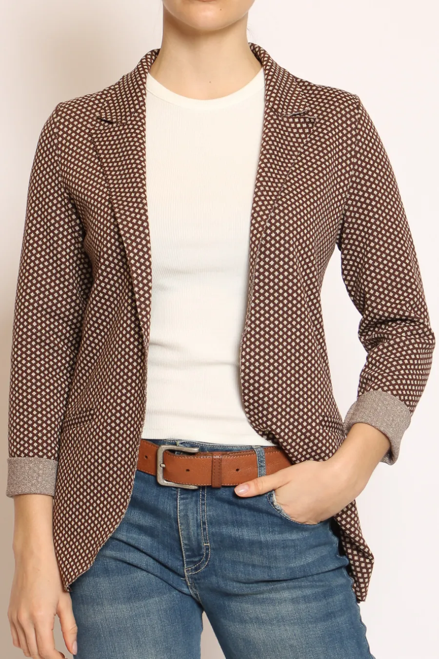Zeroassoluto Giacca JIN elasticizzata fiori lurex moka/burro/oro- Giacche