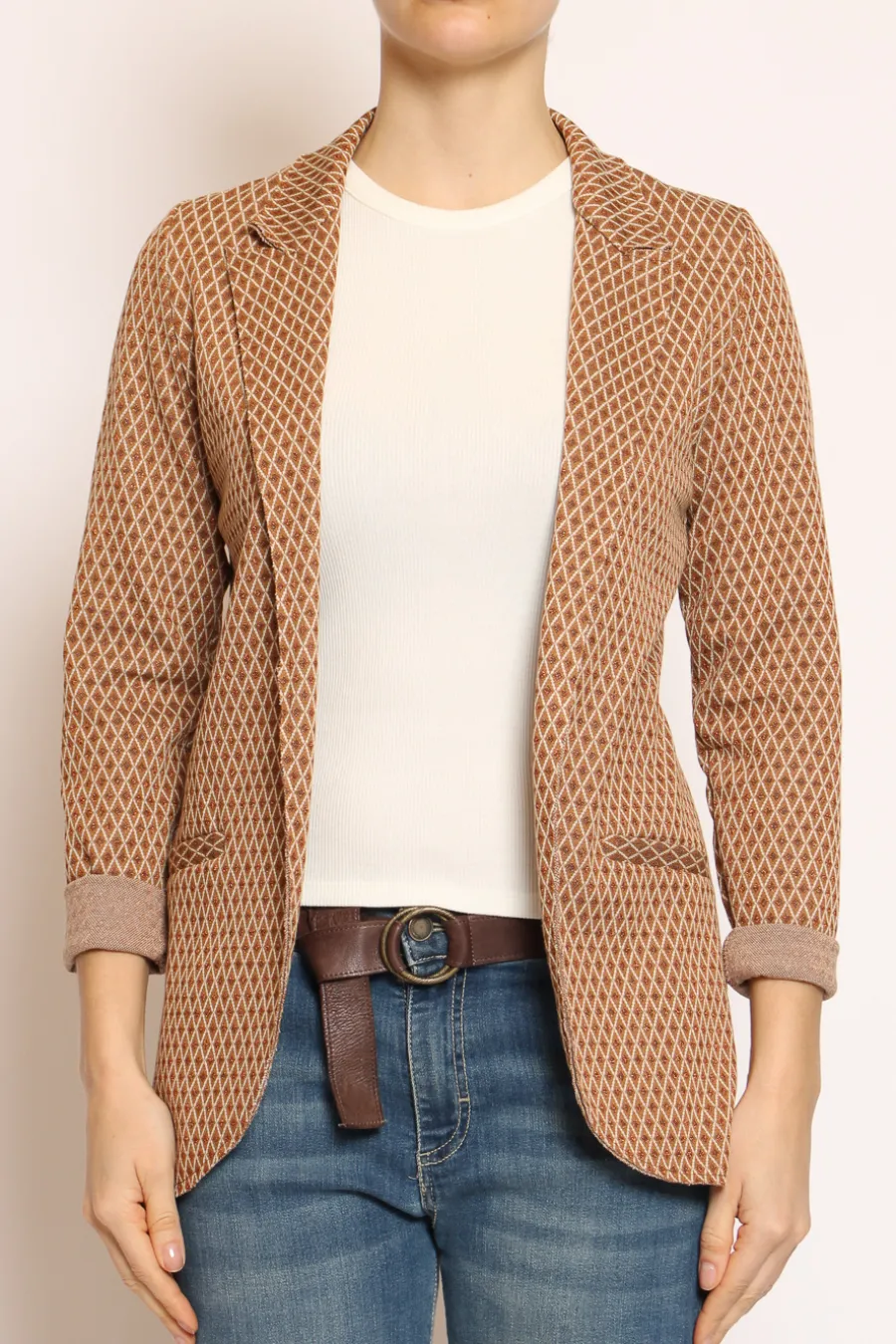 Zeroassoluto Giacca JIN elasticizzata rombi lurex biscotto/burro/bronzo- Giacche