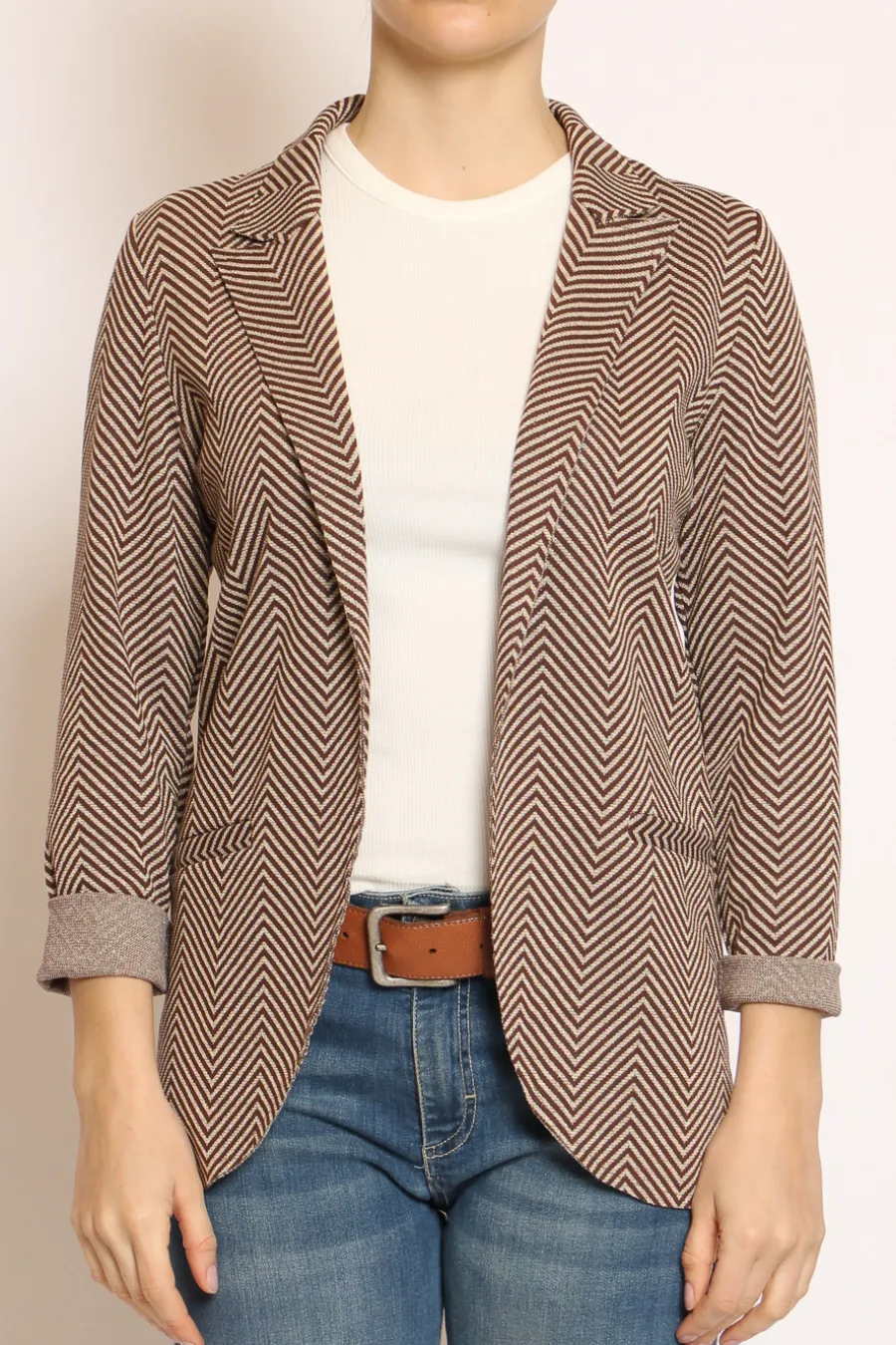 Zeroassoluto Giacca JIN elasticizzata spinata lurex moka/burro/oro- Giacche