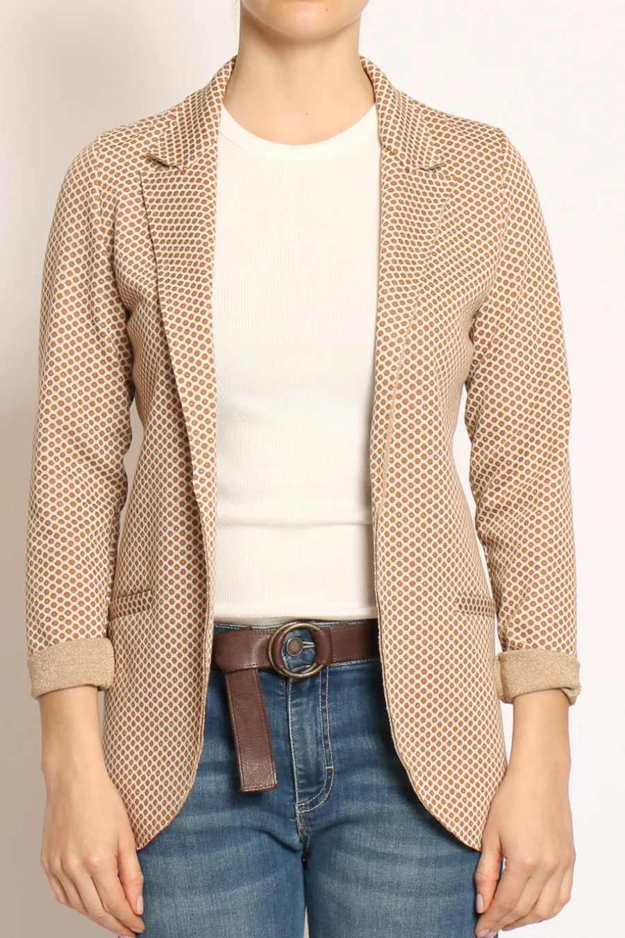 Zeroassoluto Giacca JIN elasticizzata esagono lurex burro/biscotto/oro- Giacche