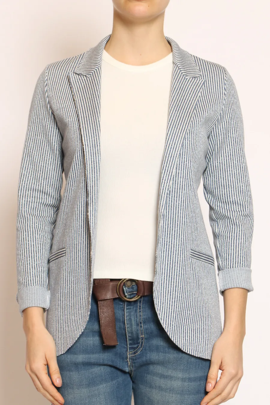 Zeroassoluto Giacca JIN elasticizzata righe lurex jeans/latte- Giacche