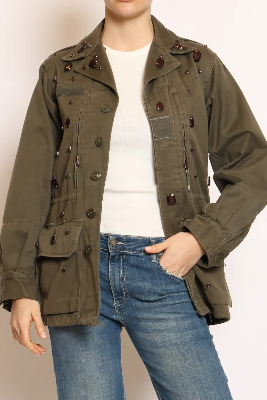 Vicolo Giacca vintage con applicazioni militare- Giacche