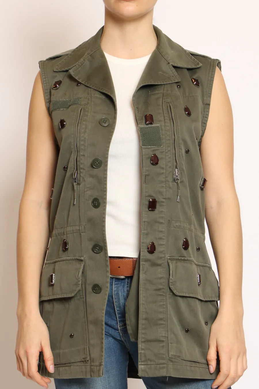 Vicolo Gilet con applicazioni militare- Cardigan E Gilet