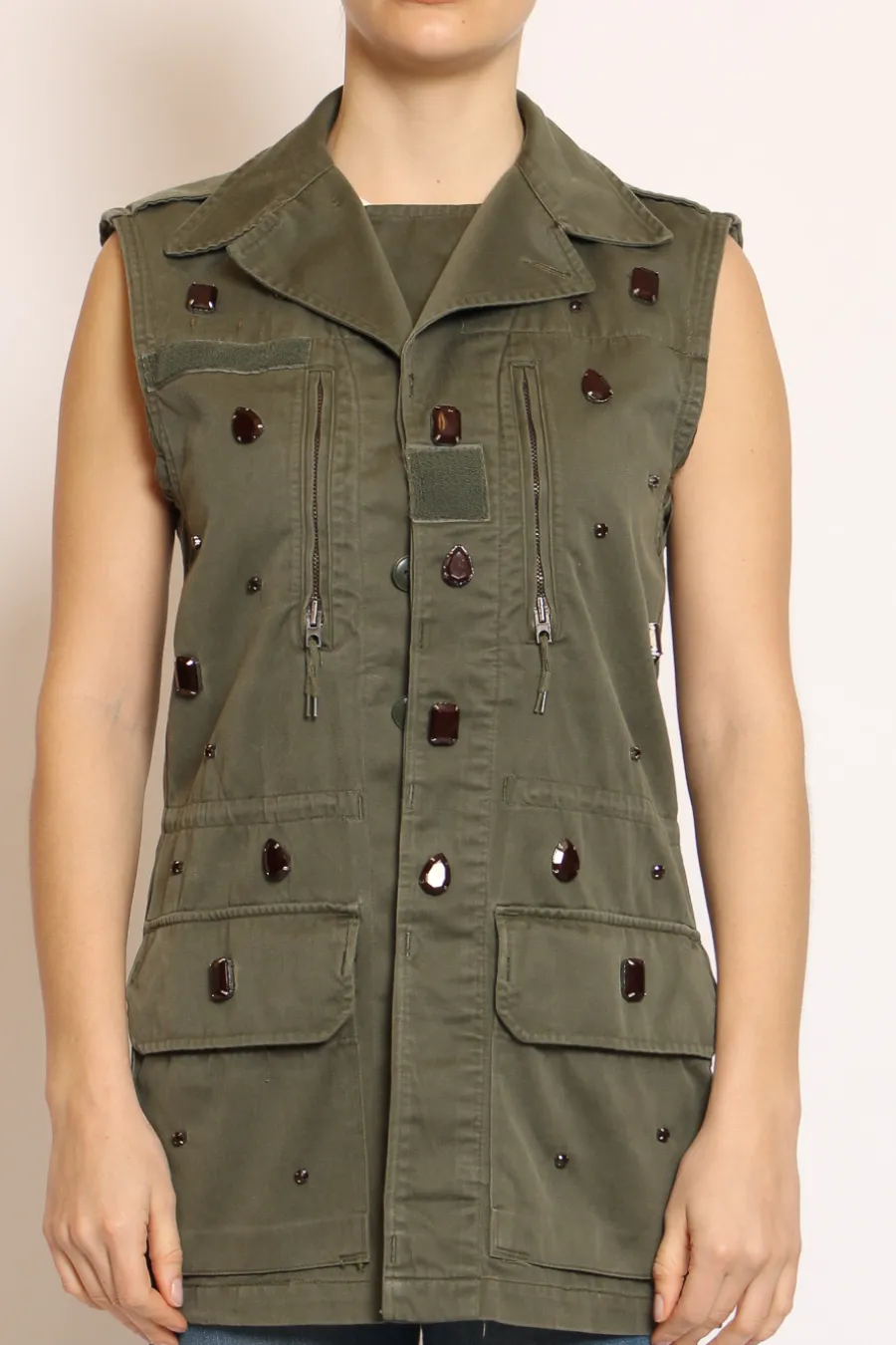 Vicolo Gilet con applicazioni militare- Cardigan E Gilet