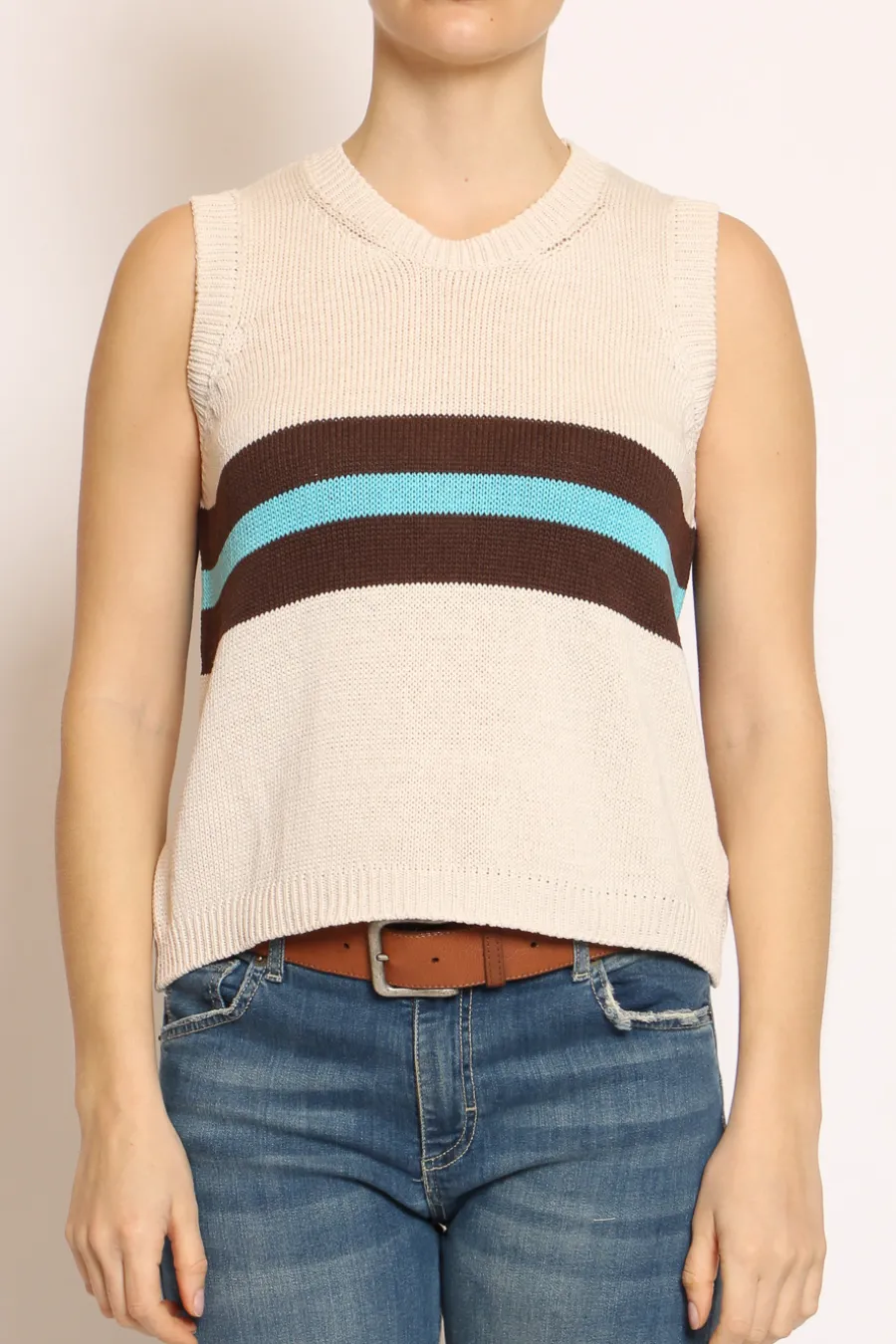 Zeroassoluto Gilet righe burro/moro/turchese- Cardigan E Gilet