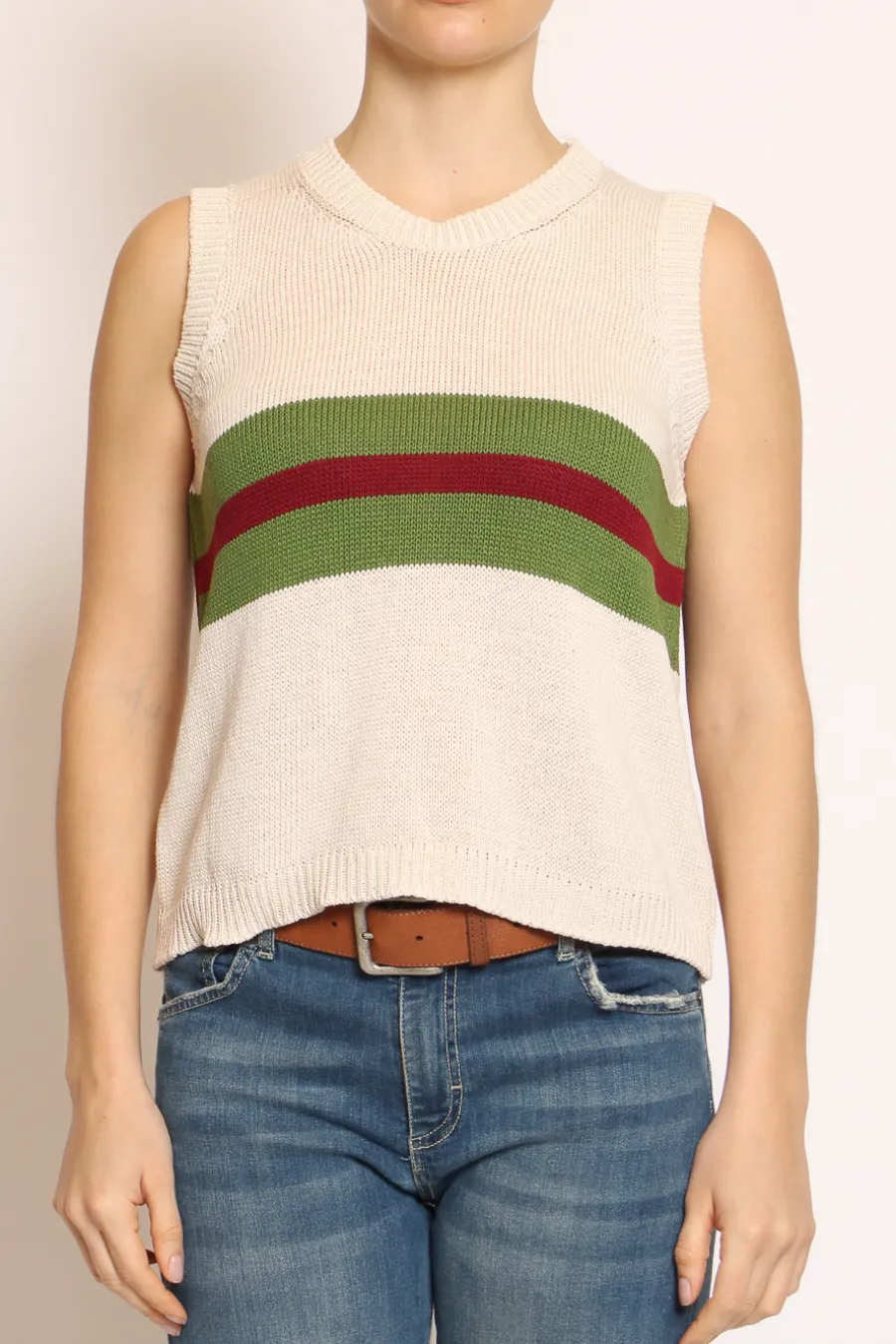 Zeroassoluto Gilet righe burro/verde/bordeaux- Cardigan E Gilet