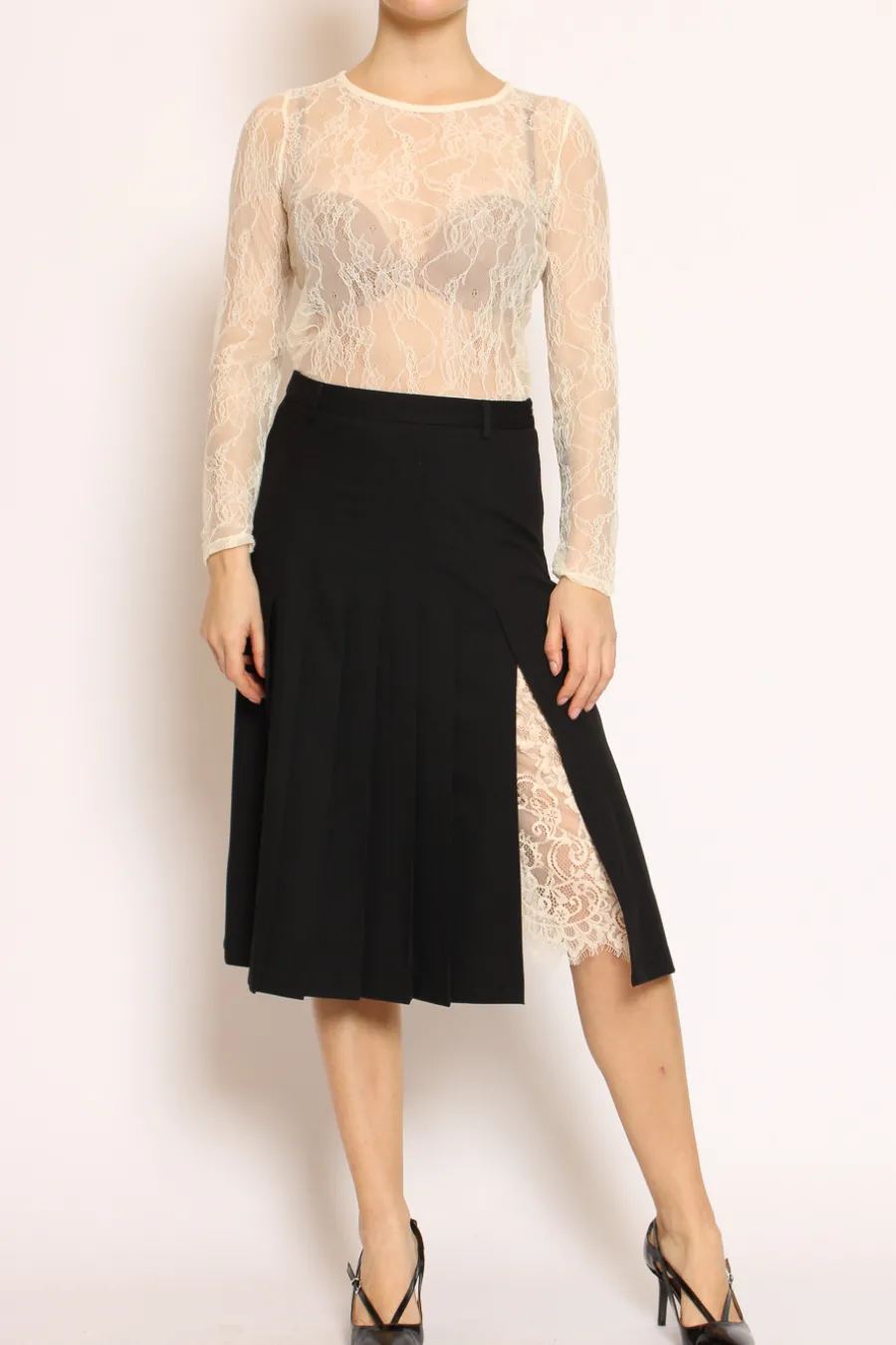 Vicolo Gonna plisse\' con pizzo- Gonne