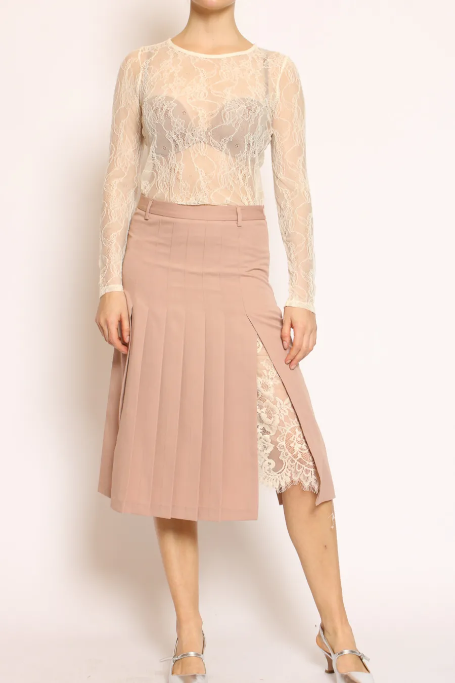 Vicolo Gonna plisse\' con pizzo- Gonne
