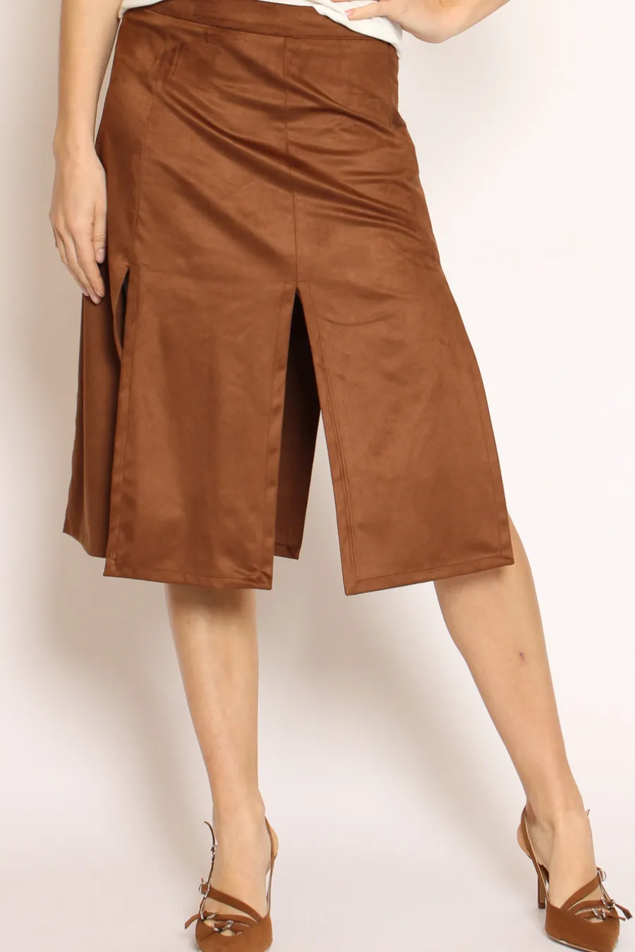 Kontatto Gonna spacchi suede cuoio- Gonne